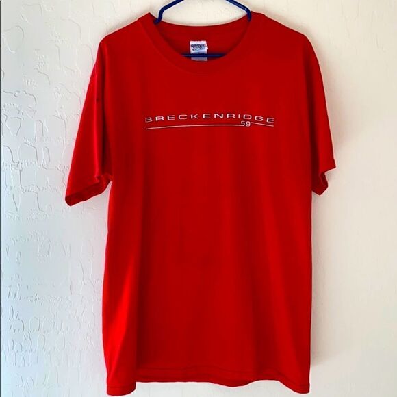 Breckenridge Gildan Red Tee Shirt Men’s Size Lg - Picture 1 of 5